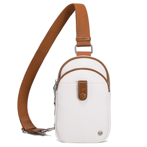 INICAT Anti Theft Crossbody Bags for Women Travel Small Sling Bag Fanny Packs Cross Body Purses Everyday - color: White Brown Antitheft, size: Small
