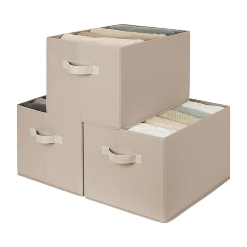 StorageWorks Storage Baskets for Shelves, Closet Organization and Storage Bins, Fabric Organizer Baskets for Clothes, Light Brown, 3-Pack, Extra Large - color: Light Brown, size: Extra Large