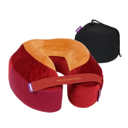 Cabeau Softest Neck Pillow for Travel – Evolution Earth Deluxe – 360° Head, Neck and Chin Support for Sleeping – Sustainable Memory Foam - Removable, Washable Cover with Compact Carrying Case (Fire) - color: Fire