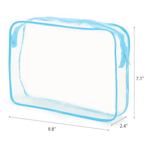 Tbestmax 10 Pack Clear Cosmetic Bags Makeup Bags Portable Waterproof TSA Approved Travel Toiletry Bags Large Organizer Blue, 9.8" x 7.1" x 2.4" - color: Large - Blue