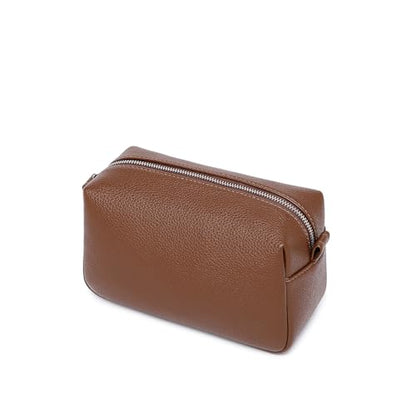 PU leather Organizer Bag Lightweight Cosmetic Bag with Ring Clasp Perfect Travel Makeup Bag for Women (Toffee Brown/PU) - color: Toffee Brown/PU