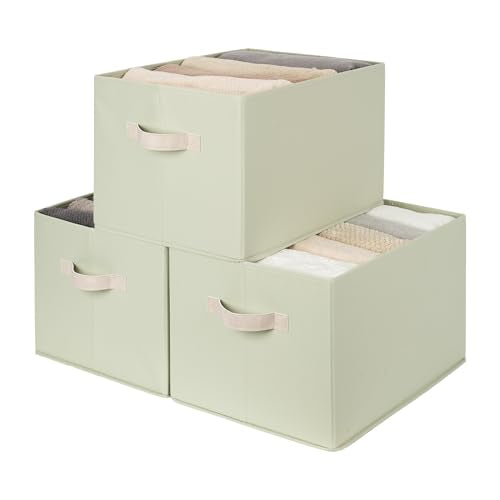 StorageWorks Storage Basket for Shelves, Closet Organizers and Storage Baskets, Organization and Storage Bins for Closet, Fabric Organizer Bins for Clothes Storage, Light Green, Extra Large, 3-Pack - color: Light Green, size: Extra Large