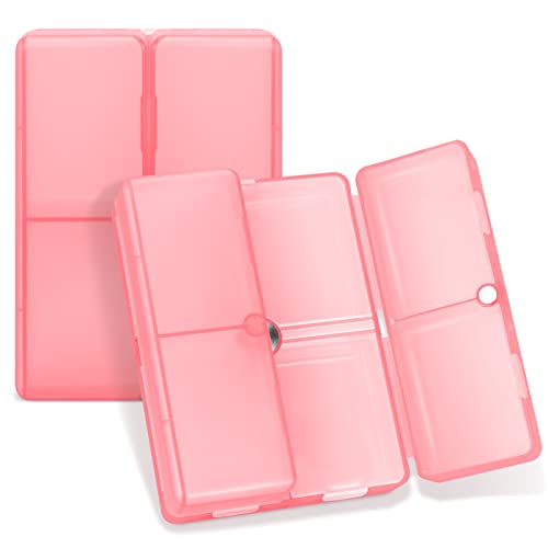 FYY Daily Pill Organizer, 7 Compartments Portable Pill Case Travel Pill Organizer,[Folding Design] Pill Box for Purse Pocket to Hold Vitamins,Cod Liver Oil,Supplements and Medication-Clear Red - color: Clear Red, size: Small (1 Piece)
