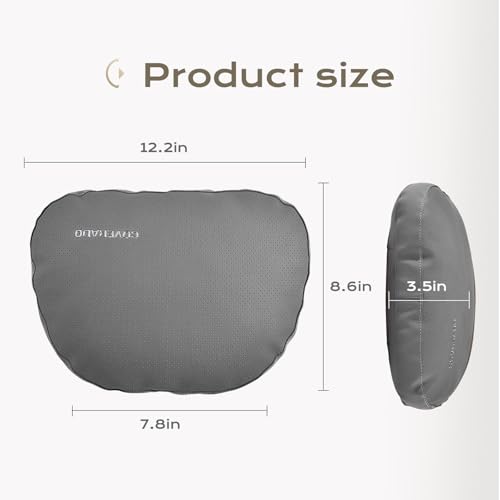 Coverado Leather Car Headrest Pillow Car Neck Pillow with Adjustable Strap, Head Support Rest Driver Relax Head Muscles Relieve Driving Fatigue, Breathable & Removable Cover, Gray - color: Gray, size: 1 Piece
