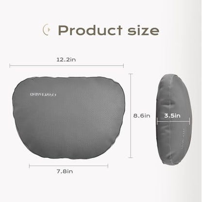 Coverado Leather Car Headrest Pillow Car Neck Pillow with Adjustable Strap, Head Support Rest Driver Relax Head Muscles Relieve Driving Fatigue, Breathable & Removable Cover, Gray - color: Gray, size: 1 Piece