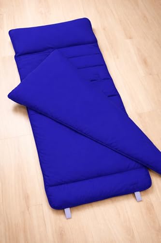 EVERYDAY KIDS Nap Mat with Removable Pillow - Navy - Carry Handle with Straps Closure, Rollup Design, Soft Microfiber for Preschool, Daycare, Travel Sleeping Bag - Ages 3-6 Years - color: Navy