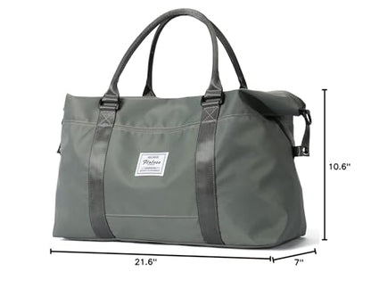 Travel Gym Bag for Women, LANBX Tote Bag Carry on Luggage Sport Duffle Weekender Overnight Bags with Wet Pocket (B-Olive Green) - color: B-Olive Green