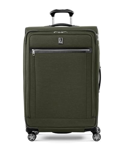 Travelpro Platinum Elite Softside Expandable Checked Luggage, 8 Wheel Spinner Large Suitcase, TSA Lock, Men and Women, Pilot Green, Checked Large 29-Inch - color: Pilot Green, size: Checked-Large 29-Inch