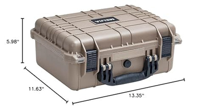 MEIJIA Portable All Weather Waterproof Protective Case,Hard Case,Camera Case With Customized Fit Foam,Fit Use of Drones,Camera,Equipments,Pistols,13.35 x11.63x5.98inches (Desert Tan) - color: Desert Tan