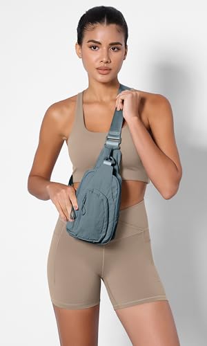 ODODOS Sling Bag with Adjustable Straps Crossbody Chest Bag Lightweight Backpack for Casual Traveling Hiking - color: Teal Blue