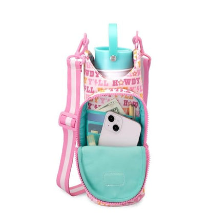 Swig Life Water Bottle Sling Bag, Water Bottle Holder with Adjustable Strap, Carrier Bag with Zippered Phone Pocket, Holds 36oz (Howdy Yall) - color: Howdy Yall
