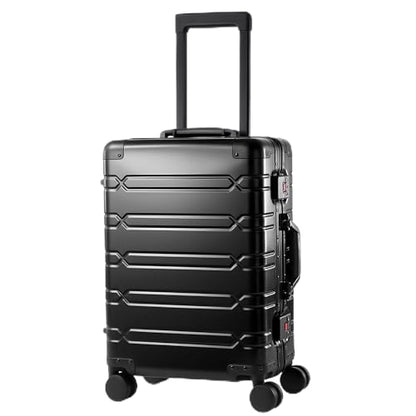VentureVault All Aluminum 24 Inch Check In Luggage Hard Shell Suitcases with Spinner Wheels and TSA Lock, Large Zipperless Luggage for Travel, Black - color: Black, size: 24inch