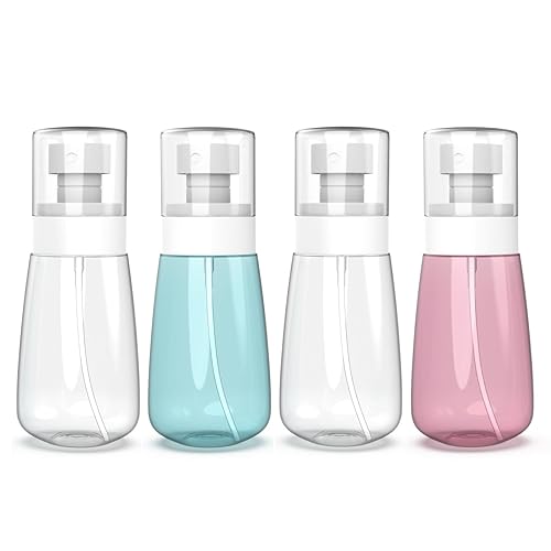 RELANOR Pack 4 Small Spray Bottle Travel Size 2oz/60ml - Fine Mist Mini Empty Spray Bottles - Leak Proof - for Toners, Face & Hair Mist - size: 60 ml - Pack 4