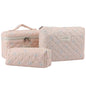 3PCS Coquette Makeup Bag,Quilted Cosmetic Bag Large Make Up Bag Set,Quilted Portable Toiletry Organizer Bag,Cotton Travel Skincare Bag for Women Girls(07-White bunny) - style: 07-white Bunny