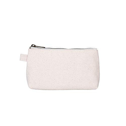 Mini Canvas Travel Toiletry Bag for Women, DIY Personalizable Small Makeup Bag Organizer with 2 Dividers, Washable Cotton Cosmetic Pouch for Purse, Cute Carry-On Essential (Canvas/Beige) - color: Canvas/Beige
