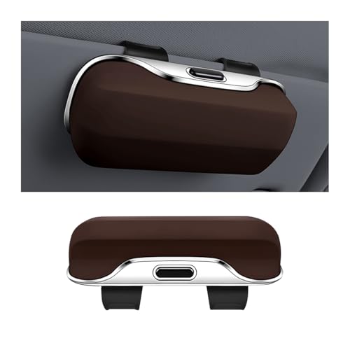 zipelo Sunglasses Holder for Car Sun Visor, Protective Automotive Eyeglasses Storage Case Hanger, Soft Vehicle Interior Glasses Organizer Box Accessories, Universal for SUV Sedan Truck (Brown) - color: Brown
