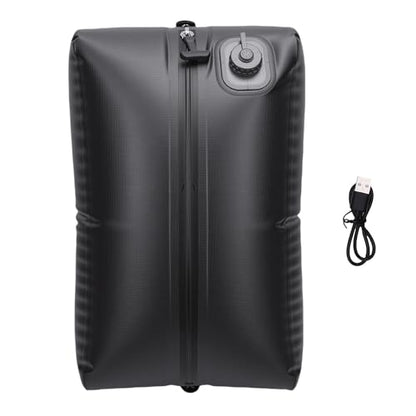 Naroote 20L Reusable Travel Vacuum Bag, Built in Pump Rechargeable Folding Compression Bag, Luggage Space Saver Packing Tool, Ideal for Camping Carry On Suitcases Backpack Seal (Black Grid) - color: Black Grid