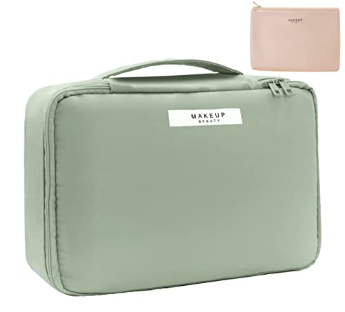 Queboom Travel Makeup Bag Cosmetic Bag Makeup Bag Toiletry bag for women and men (Green) - color: Green