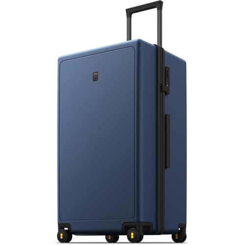 LEVEL8 Trunk Luggages, 28 Inch Luggage with Spinner Wheels, Luminous Textured Checked Large Hard Shell Lightweight with Tsa Lock, Navy - color: Navy, size: Trunk 28 Inch