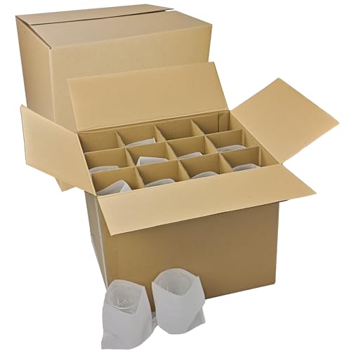 2 Sets Moving Boxes with Divider Kits,16 x 12 x 13 Inch Glassware Dish Packing Box Kitchen Moving Box Corrugate Dividers with 48 Pcs Foam Pouches,1 Pcs tape rolls with dispenser(Two Layer) - style: 2 Sets-two layer-16x12x13in