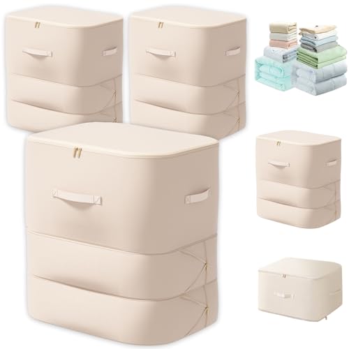 3PCS XL ultra space saving bags self compression organizer bags Space saver bag for comforters storage bag organizer for blankets bedding clothes (Beige-3PCS) - color: Beige-3PCS