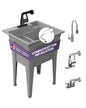 Freestanding Utility Sink with One Handle Black Faucet - 24" Plastic Utility Sink for Garage, Laundry, Indoor and Oudoor Use - Laundry Tub Kit by Noah William Home - Grey (19.5 gal) - color: Grey - One handle black faucet