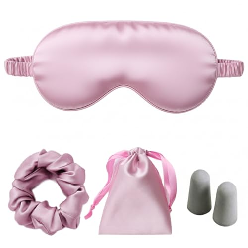 Silk Satin Sleeping Eye Mask, Light Purple Sleep Eye Mask Night Blindfold for Women and Men, Soft Breathable Blackout Eyeshade Eye Cover for Travel, Wedding Bridesmaid Gift - color: Light Purple