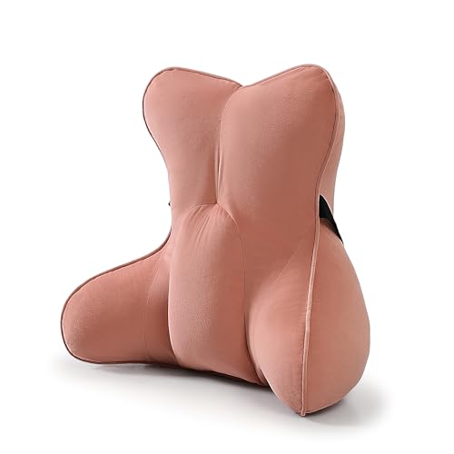 Lumbar Support Pillow (Pat. Pend) for Office Chair, Couch, Recliner & Car Seat, Ergonomic Back Support Cushion for Lower Back Pain Relief, Washable Lumbar Pillow, Blush Pink - color: Blush Pink