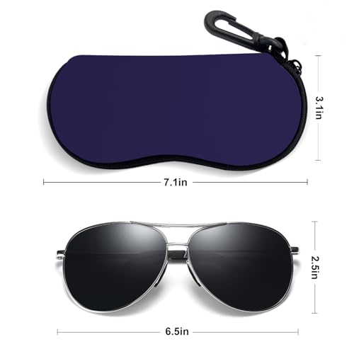 Sunglasses Soft Case, Ultra Light Portable Neoprene Zipper Glasses Case for Men Women - color: Navy Blue