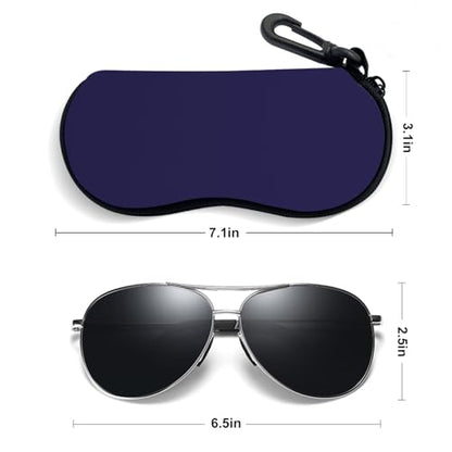 Sunglasses Soft Case, Ultra Light Portable Neoprene Zipper Glasses Case for Men Women - color: Navy Blue