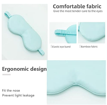 HBHLFZ Sleep Mask 2 Pack - Bamboo Viscose Fiber Sleeping Eye Mask - with Elastic Band/Headband - Comfort Sleeping Shade - for Nighttime Sleeping, Traveling & Napping（Light Blue） - color: Light Blue
