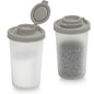 SIGNORAWARE Salt and Pepper Shakers Moisture Proof Set of 2 Large Salt Shaker to go Camping Picnic Outdoors Kitchen Lunch Boxes Travel Spice Set Clear with Grey Covers Lids Plastic Airtight Dispenser - color: Gray