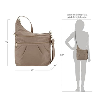 Travelon Anti-Theft Signature 3 Compartment Crossbody Bag - color: Sable