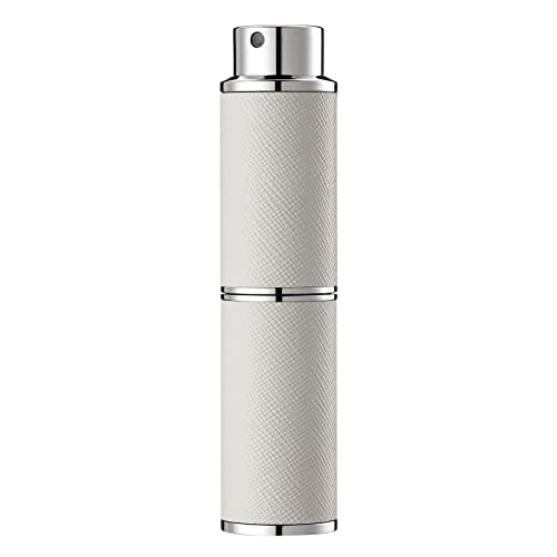 Travel Perfume Bottle Refillable - 8ML Leather Empty Mini Cologne Spray Atomizer Men - Small Fragrance Sample Sprayer - Portable Refill Travel Essentials Container with White - color: White