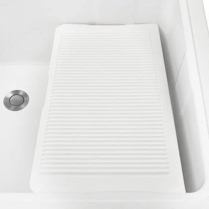 Laundry Sink, Freestanding Plastic Laundry Sink With Washboard Utility Sink Laundry Tub Indoor and Outdoor Utility Sink with Faucet Hoses Drain Kit for Laundry Room Washing Room Garden Garage - color: 32.28*22.44*29.92in -White