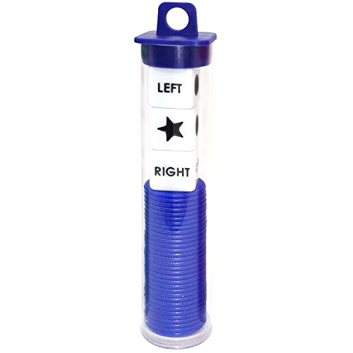 Ahoper Left Right Center Dice Game Prime Set Bundle with 3 Dices + 36 Chips. Round Tube Storage is Very Convenient for Travel. Easy to Store, Carry Around. (Blue) - color: Blue