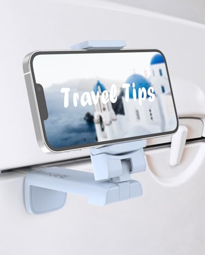 MiiKARE Travel Essentials Airplane Phone Holder, Universal Handsfree Phone Mount for Flying with 360 Degree Rotation, Travel Must Haves Phone Stand for Desk, Tray Table, Blue - color: Blue