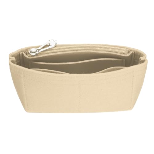 uxcell Purse Organizer Insert, Small Felt Handbag Organizer Mini Bag Storage & Finishing Inner Bag Liner with Zipper for Chic Backpack Tote Shoulder Bags, Khaki - color: Khaki