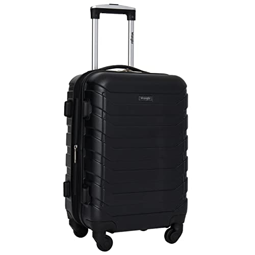 Wrangler 4 Piece Miami Luggage and Packing Cubes Set, Black - color: Black, size: 4 Piece Set