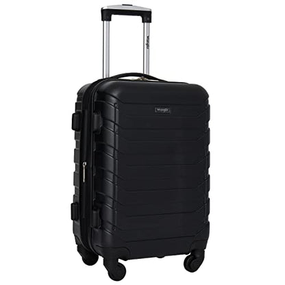 Wrangler 4 Piece Miami Luggage and Packing Cubes Set, Black - color: Black, size: 4 Piece Set