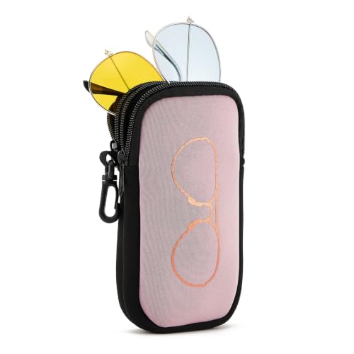 WOZEAH Double Eyeglass Case with 2 Compartments, Travel Eyewear Organizer for Two Pairs of Glasses - color: Purple
