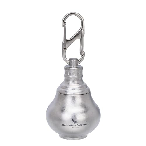 iBasingo Titanium Mini Pill Bottle Keychain Ultralight Waterproof Portable Medicine & Vitamin Storage Case for Outdoor Travel Emergency Metal Gourd Design (32.5g) Ti9006O (Silver) - color: Silver