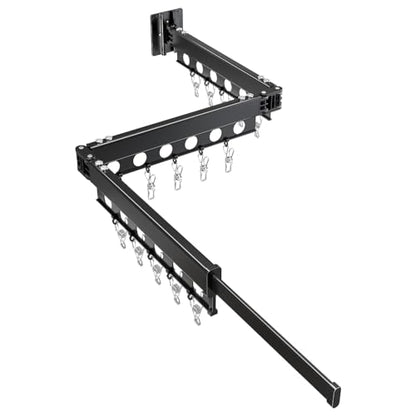 Clothes Drying Rack Foldable Wall Mounted Drying Rack 3 Fold Black-Laundry Drying Rack Durable Clothing Racks for Hanging Clothes - color: Tri-fold Black