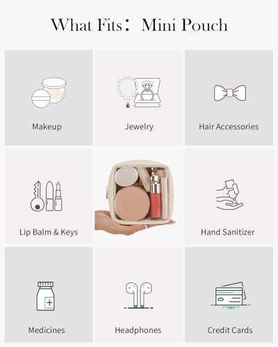 Pocmimut Clear Makeup Bag,Easy to Find Mini Makeup Bag for Purse,Travel Makeup Bag for Car, Compact Cosmetic Pouch for Daily Essentials,Beige - color: Beige, style: Mini