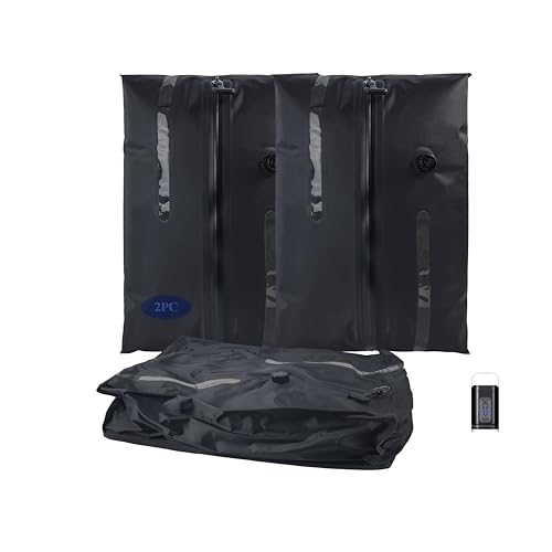 Travel Vacuum Bags for Luggage,Vacuum Packing Bags for Travel,Large Capacity,Compression Packing Cubes with Pump,Compression Bag for Outdoor,Business Trips,Camping - color: Black, size: Large