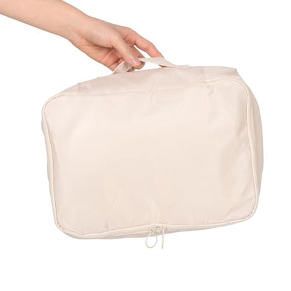 Alipis 7pcs Waterproof Travel Packing Cubes Set for Women Large Capacity Suitcase Organizer Bags Beige Compression Travel Accessories for Luggage and Backpack