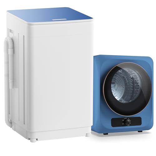 Auertech Portable Washer and Dryer Combo Set, 18 lbs Fully Automatic Washing Machine, 1.5CuFt Portable Dryers, Compact Washer and Dryer for Apartment, RV, Dorm - color: Blue, size: 1.5 cu.ft + 18 lbs