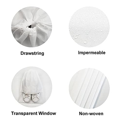 8PCS Travel Shoe Bags with Rope for Men and Women Large Shoes Pouch Organizers - color: White