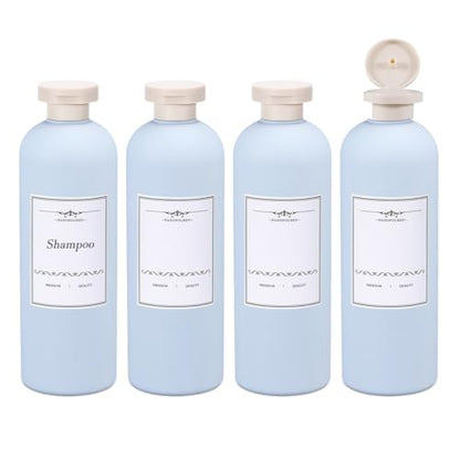 ASEVAT 13.5oz 4pack Refillable Travel Shampoo and Conditioner Bottles, Travel Size containers, Travel Bottle for toiletries, Squeeze Bottles with Flip Cap, Empty Plastic Leak Proof Travel Bottles - color: Blue, size: 13.5oz