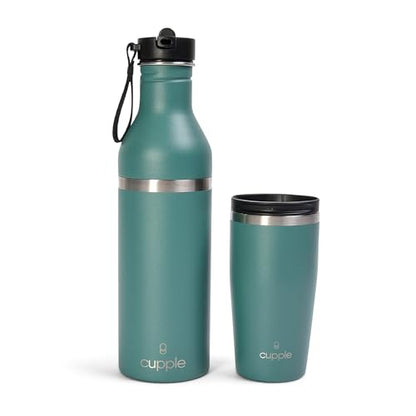 Tumbler, Stainless Steel 2-in-1 Travel Coffee Mug & Water Bottle, Leak Proof Insulated Cup for Hot & Cold Drinks, BPA Free, Fits Most Cup Holders (Peacock Green) - color: Peacock Green